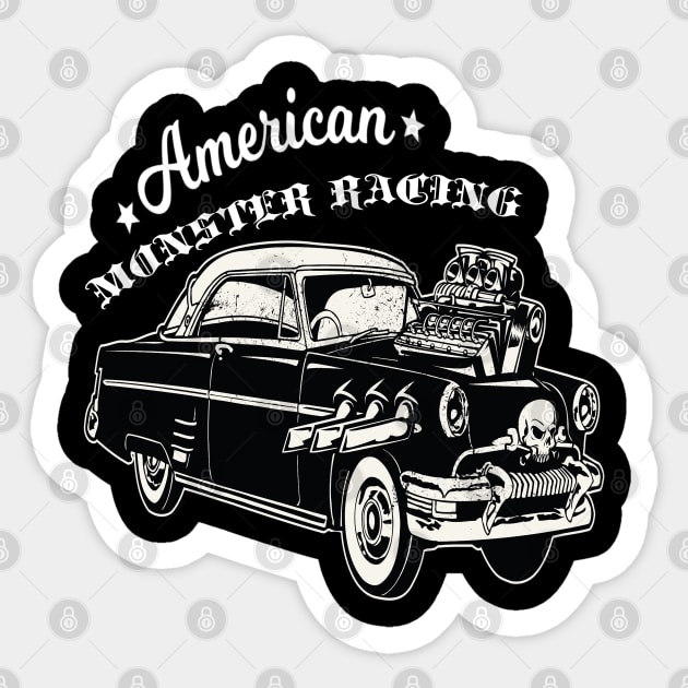 American Car Monster Racing Sticker by JeffDesign